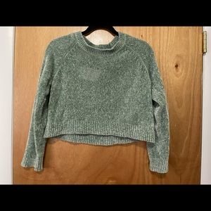 Forever21 Fuzzy Green Crop Top Sweater